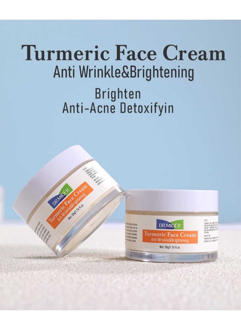 DR.MIDER - Turmeric Face Cream Moisturizing Skin Brightening with Natural Turmeric, Dark Spot Remover for Face and Body, Turmeric Cleanses the Skin, Fights Acne, Anti-Aging and Evens Tone - Image 1
