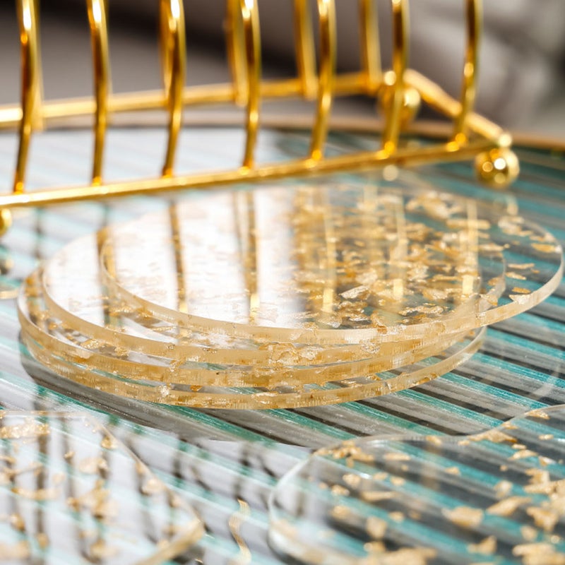 🍳 طقم ٦ قطع قاعدة أكواب من الأكريليك الشفاف مع حامل لحماية الأسطح بتصميم بسيط - Image 2