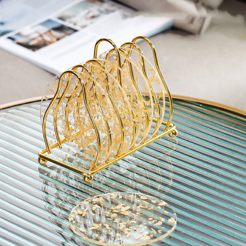🍳 طقم ٦ قطع قاعدة أكواب من الأكريليك الشفاف مع حامل لحماية الأسطح بتصميم بسيط - Image 4