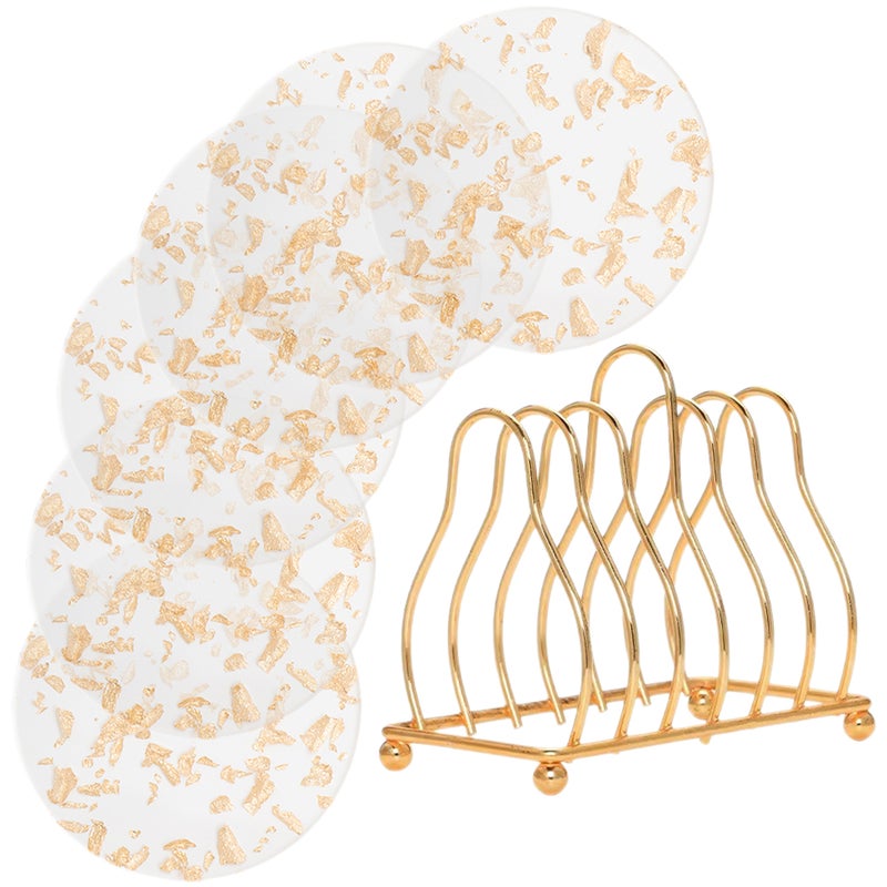 🍳 طقم ٦ قطع قاعدة أكواب من الأكريليك الشفاف مع حامل لحماية الأسطح بتصميم بسيط - Image 1