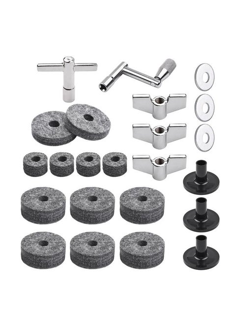 23pcs Cymbal Replacement Accessories Drum Parts with Cymbal Stand Felts Drum Cymbal Felt Pads Include Wing Nuts Washers Cymbal Sleeves and Drum Key