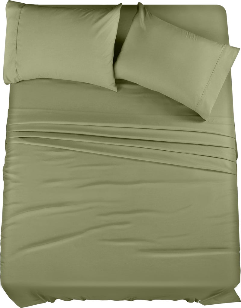 Utopia Bedding King Sheet Set 4 Piece Bed Sheets for King Size Bed Soft and Breathable Microfiber Includes 1 Fitted Sheet 1 Flat Sheet and 2 Pillowcases Olive