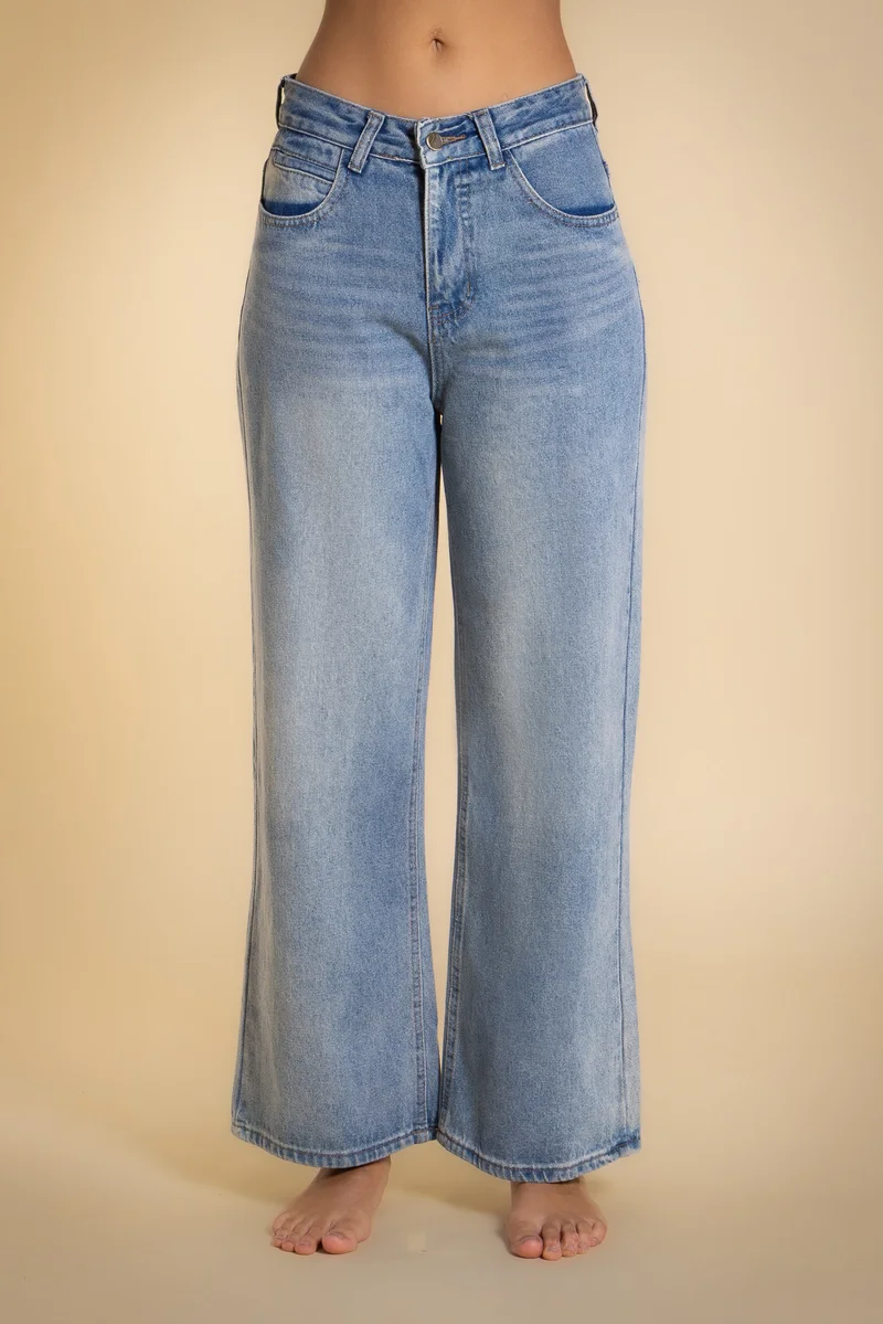 شايبس MID-WAIST WIDE LEG JEANS