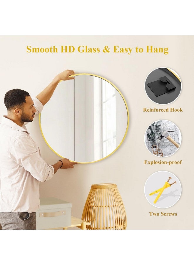 Fabuday Fabuday Gold Circle Mirror for Bathroom - 24 Inch Golden Framed Round Mirror for Wall Decor, Living Room, Bedroom, Entryway Circular Mirrors  - Image 5
