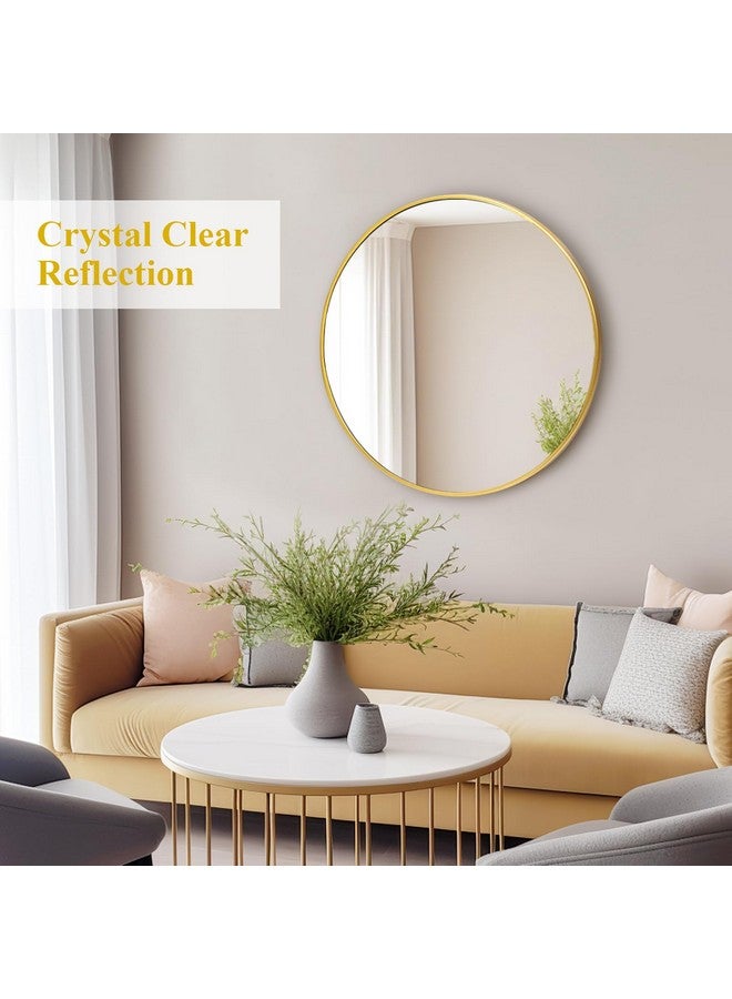 Fabuday Fabuday Gold Circle Mirror for Bathroom - 24 Inch Golden Framed Round Mirror for Wall Decor, Living Room, Bedroom, Entryway Circular Mirrors  - Image 4