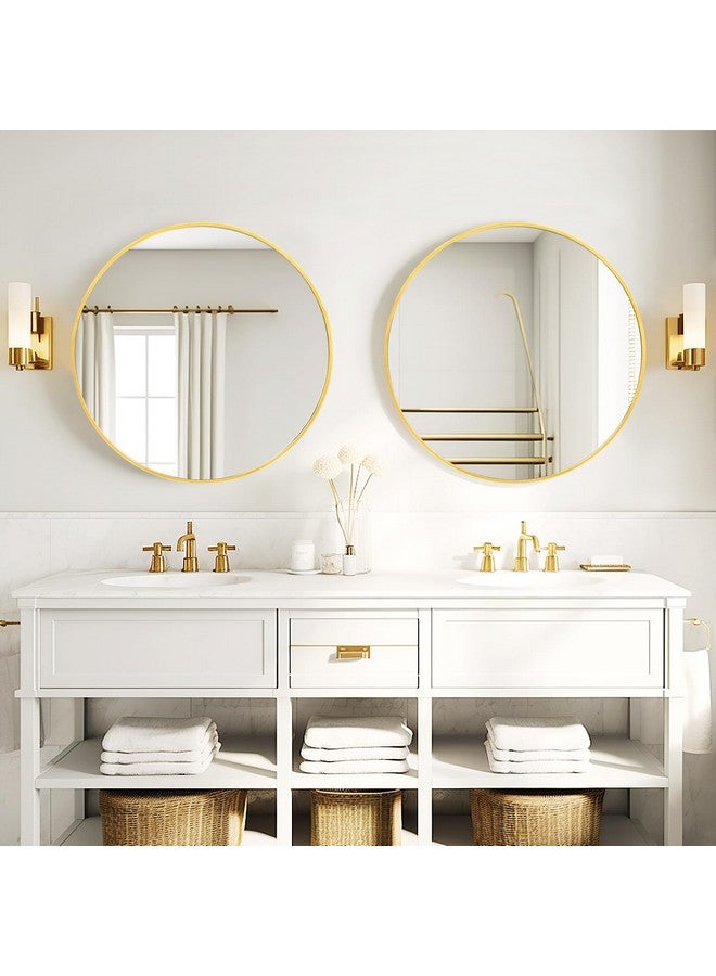 Fabuday Fabuday Gold Circle Mirror for Bathroom - 24 Inch Golden Framed Round Mirror for Wall Decor, Living Room, Bedroom, Entryway Circular Mirrors  - Image 2