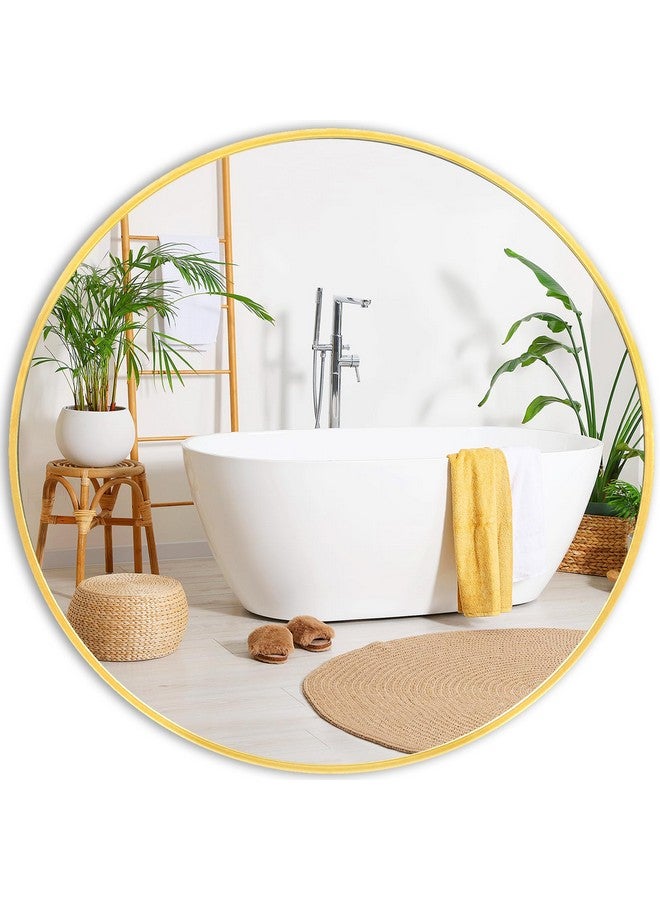 Fabuday Fabuday Gold Circle Mirror for Bathroom - 24 Inch Golden Framed Round Mirror for Wall Decor, Living Room, Bedroom, Entryway Circular Mirrors  - Image 1