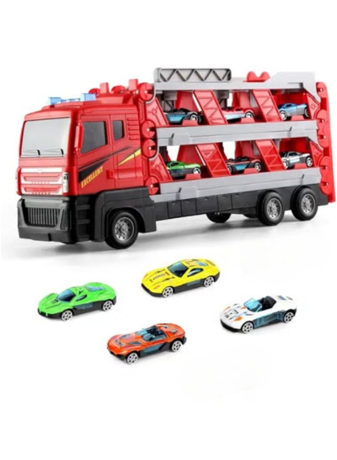 DEXO 64-Inch Catapult Race Track with 4 Die-Cast Cars â€“ Foldable Truck Toy Set with Storage â€“ Racing Toy for Boys & Girls Ages 4â€“9 - Image 3