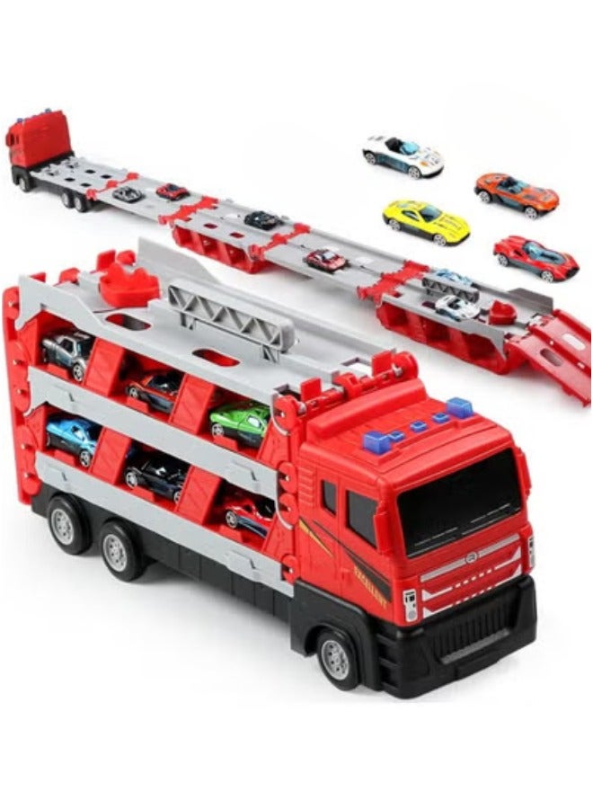 DEXO 64-Inch Catapult Race Track with 4 Die-Cast Cars â€“ Foldable Truck Toy Set with Storage â€“ Racing Toy for Boys & Girls Ages 4â€“9 - Image 1