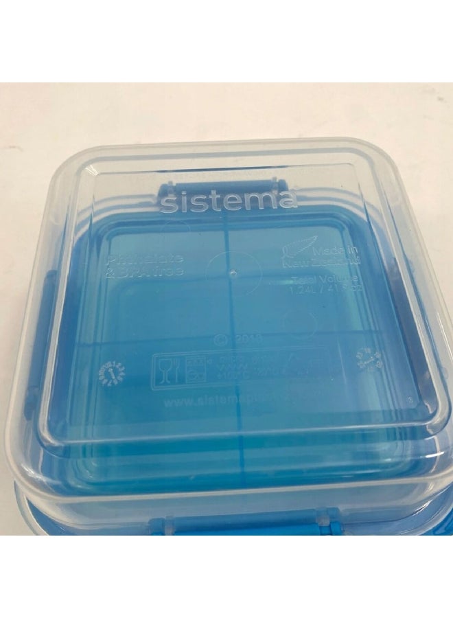 سيستيما علبة غداء سكوير تو جو، أزرق وشفاف، 1.24 لتر 21610 - Image 4
