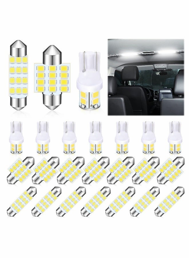 MUNTAQI 24 Pieces Dome Light Bulbs LED Car Bulb Kit Set T10 31 mm 42 mm LED Festoon Bulbs Interior LED Interior Replacement Bulbs for Car Map Door Courtesy(White) - Image 1