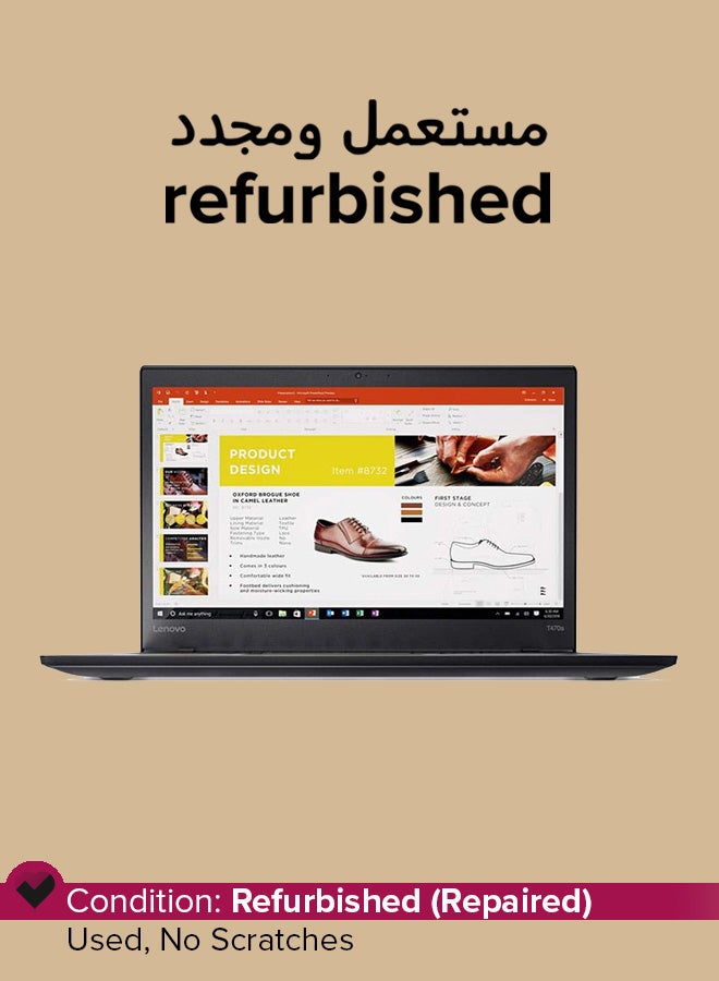 لينوفو مستعمل ومجدد - لابتوب ثينك باد T470 (2019) بشاشة مقاس 14 بوصة ومعالج إنتل كور i5/ الجيل السابع/ ذاكرة رام سعة 8 جيجابايت/ محرك أقراص SSD سعة 256 جيجابايت/ بطاقة رسومات إنتل 620 فائقة الوضوح اللغة الإنجليزية أسود - Image 1