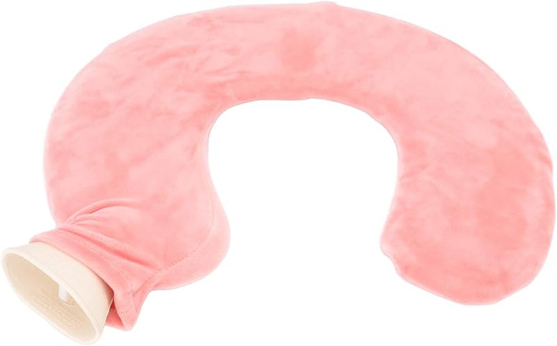 Flesh Red U Shaped Neck Hot Water Bottle Ultra Soft Pain Relief Cold Therapy Detachable Cover - Image 4