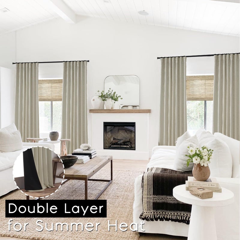 PANELSBURG Modern Farmhouse Curtains for Living Room Back Tab Hooks Pleated Farm House Style Blackout Vintage Curtains for Dining Room Window 2 Panels Set 108 Inch Long Oatmeal/Tan Beige/Sand Color - Image 2
