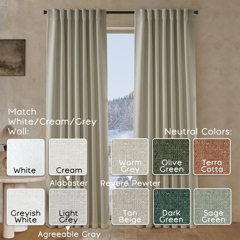 PANELSBURG Modern Farmhouse Curtains for Living Room Back Tab Hooks Pleated Farm House Style Blackout Vintage Curtains for Dining Room Window 2 Panels Set 108 Inch Long Oatmeal/Tan Beige/Sand Color - Image 3