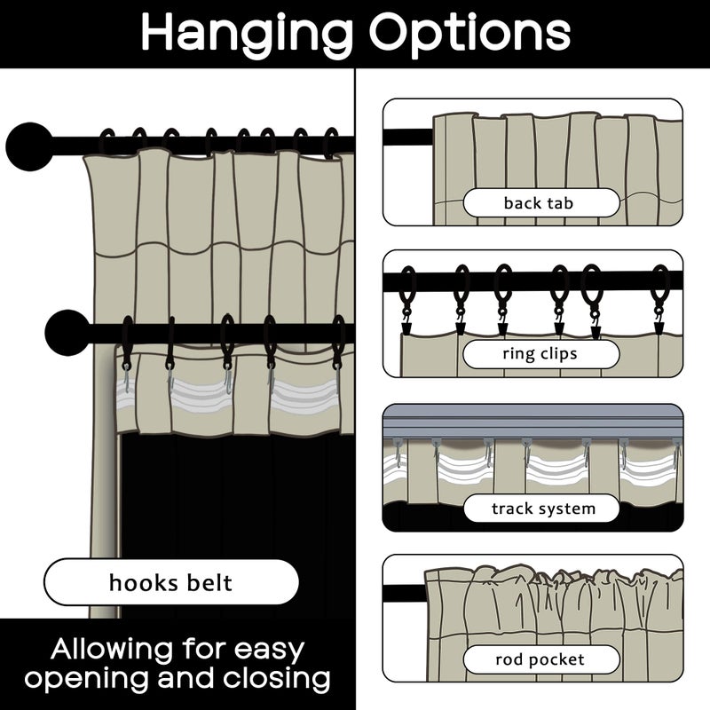 PANELSBURG Modern Farmhouse Curtains for Living Room Back Tab Hooks Pleated Farm House Style Blackout Vintage Curtains for Dining Room Window 2 Panels Set 108 Inch Long Oatmeal/Tan Beige/Sand Color - Image 5