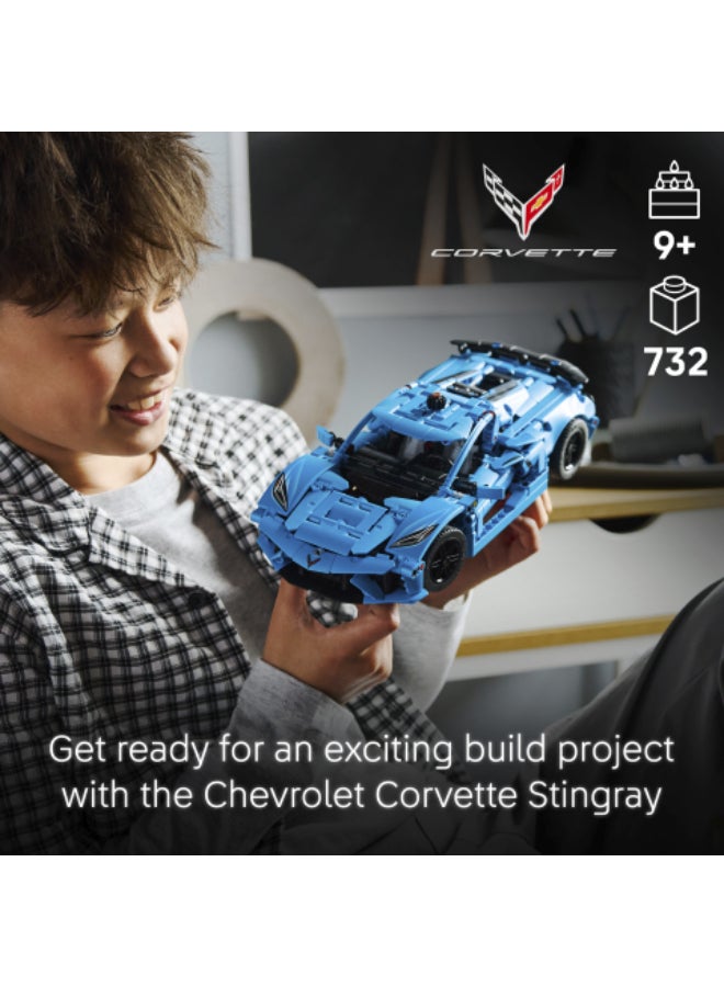 مركبة لعبة للأطفال مجموعة نموذج سيارة Chevrolet Corvette Stingray الزرقاء 42217 من ليغو® Technic - view 3