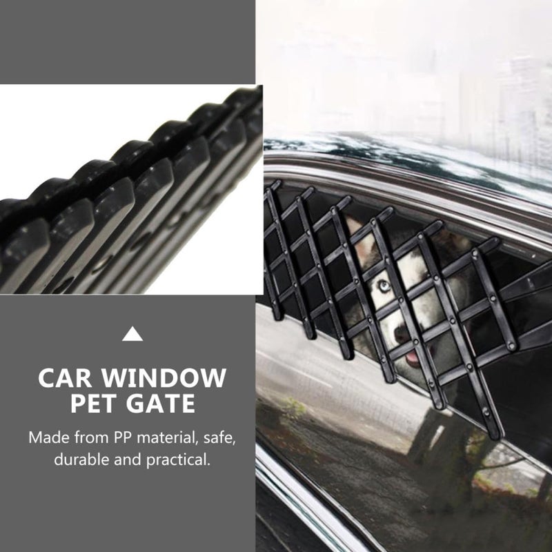 GALPADA Portable Car Window Pet Barrier Fence Black Small Retractable Pet Enclosure Made of PP Material Install Animal Protector for Cats and Dogs Ventilated Safety Guard for Cars Trucks - Image 2