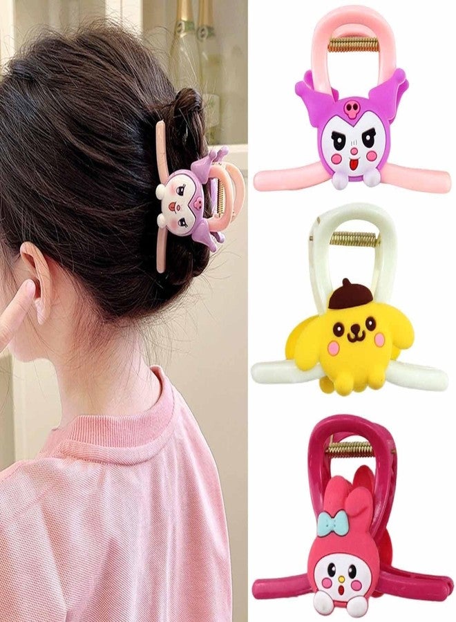 VORSET 3 Pcs Multicolor Cartoon Hair Clips for Kids & Women | Cute Korean Style Emoji Hair Claws | Fancy Soft Hair Clutchers | Stylish Girls Hair Accessories for Daily - Image 1