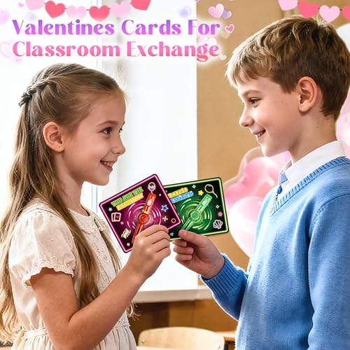 Letapapa Valentines Day Cards for Kids School 24 Pack Kids Valentines Card with Light Up Spinner Fidget Toys Valentines Day Gifts for Classroom Exchange Valentines Party Favors School Prize for Boys Girls - Image 5