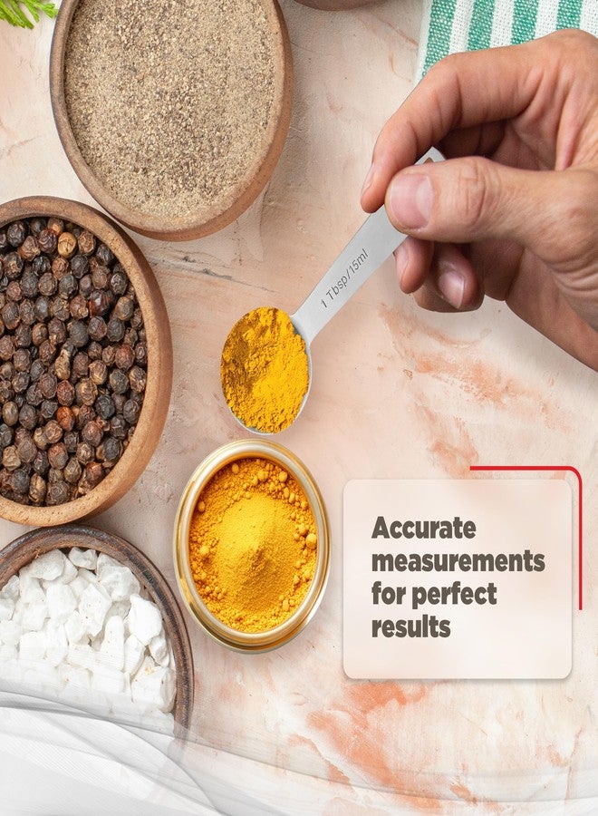 Better Houseware Measuring Spoon Set, 6-Piece Stainless Steel with Engraved US & Metric Measurements, Removable Ring, Dishwasher Safe - Includes 1 Tbsp, ½ Tbsp, 1 Tsp, ½ Tsp, ¼ Tsp, 1/8 Tsp - Image 4