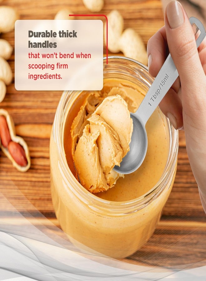 Better Houseware Measuring Spoon Set, 6-Piece Stainless Steel with Engraved US & Metric Measurements, Removable Ring, Dishwasher Safe - Includes 1 Tbsp, ½ Tbsp, 1 Tsp, ½ Tsp, ¼ Tsp, 1/8 Tsp - Image 3