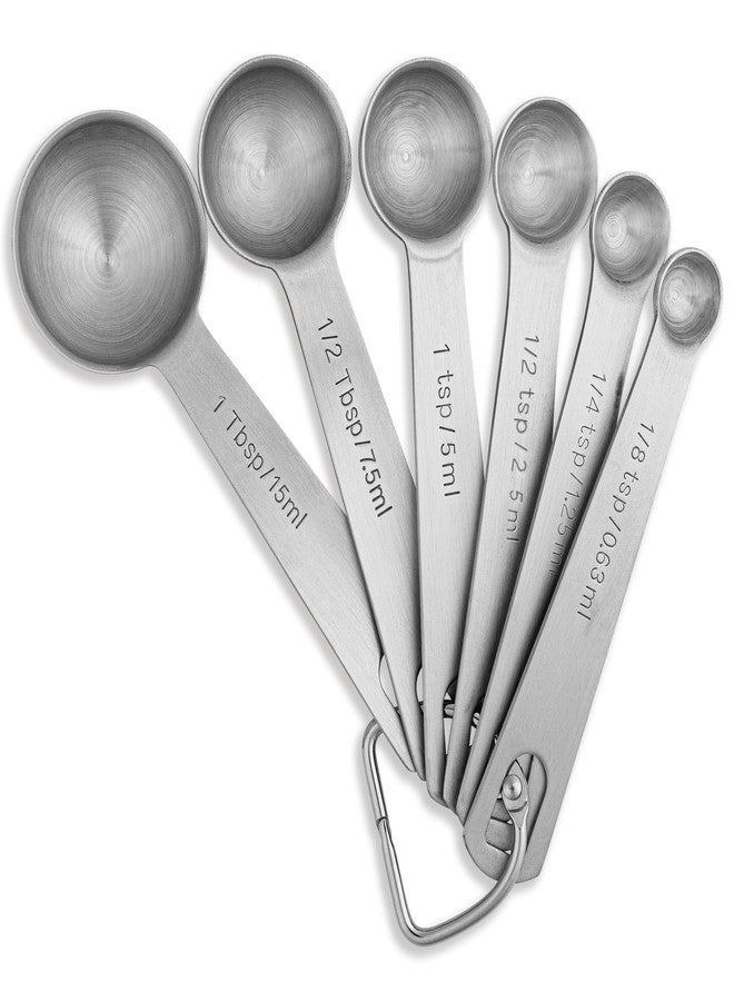 Better Houseware Measuring Spoon Set, 6-Piece Stainless Steel with Engraved US & Metric Measurements, Removable Ring, Dishwasher Safe - Includes 1 Tbsp, ½ Tbsp, 1 Tsp, ½ Tsp, ¼ Tsp, 1/8 Tsp - Image 1