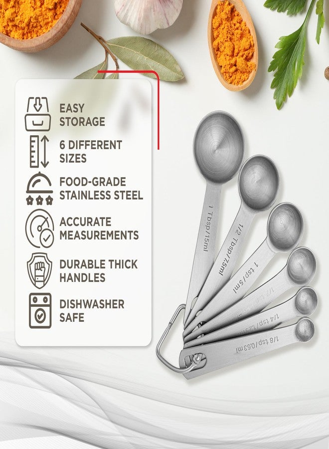 Better Houseware Measuring Spoon Set, 6-Piece Stainless Steel with Engraved US & Metric Measurements, Removable Ring, Dishwasher Safe - Includes 1 Tbsp, ½ Tbsp, 1 Tsp, ½ Tsp, ¼ Tsp, 1/8 Tsp - Image 5