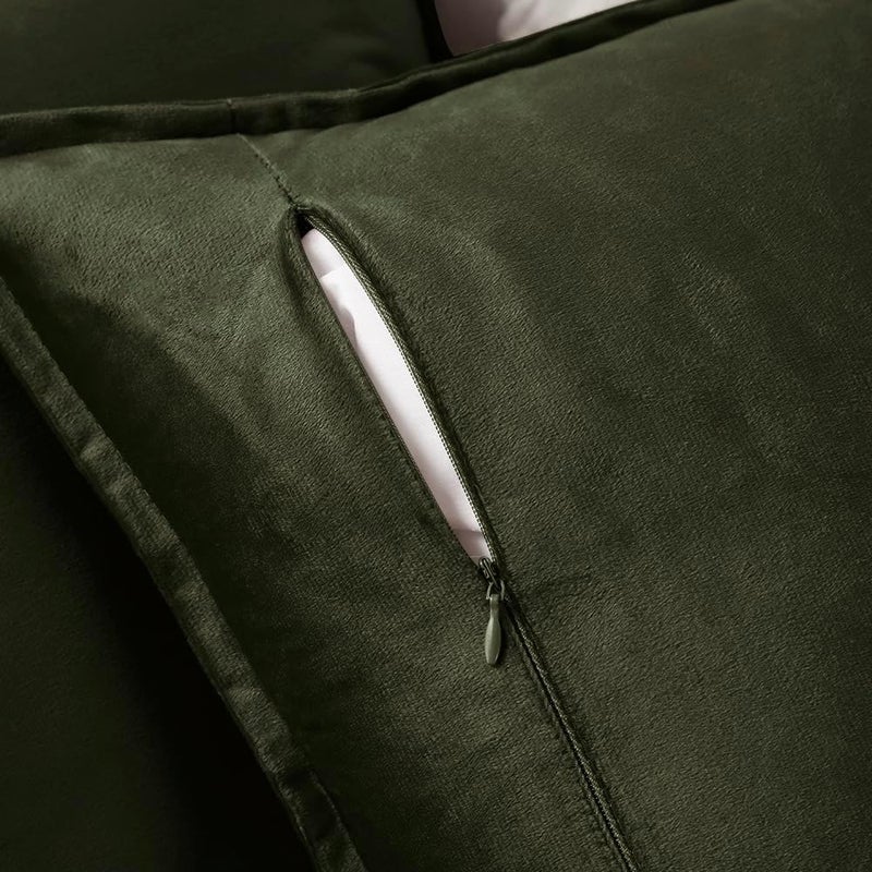 VAKADO Throw Pillow Covers 12x20 Set of 2 Olive Green Velvet Decor Decorative Couch Cushion Euro Xmas Pillowcases with Fringe Home Bed Decoration for Sofa Bedroom Office - Image 3