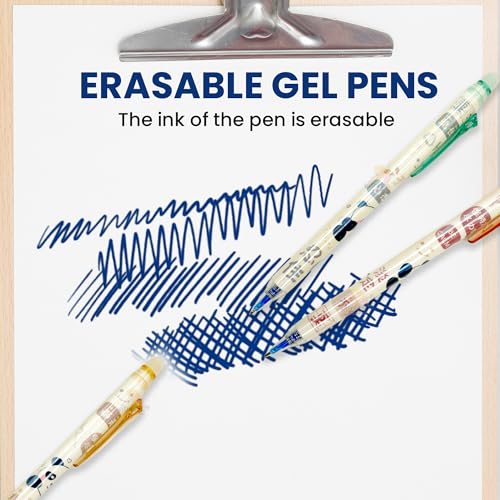 WISHKEY Panda Theme Stylish Retractable Pens for Kids, 0.5mm Erasable Gel Pen Set for Girls & Boys, Smooth Writing Quick Dry Ink Elegant Pen for School Office Supplies, Blue Ink, 8+Years (Set of 12) - Image 3