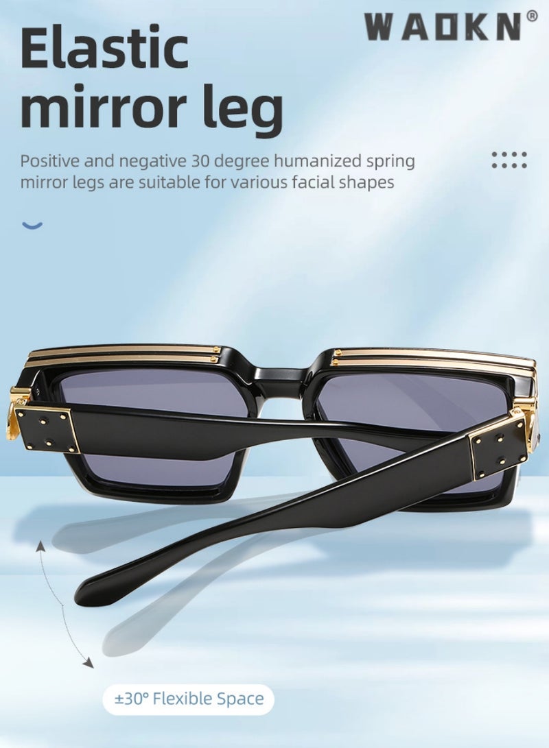 Square Polarized Sunglasses for Women Men,UV400 Protection Sun Glasses,Protection Retro Vintage Shades Large Plastic Frame Sunnies ,Sun Protection Sunglasses Suitable for Summer Outdoor Beach Travel
