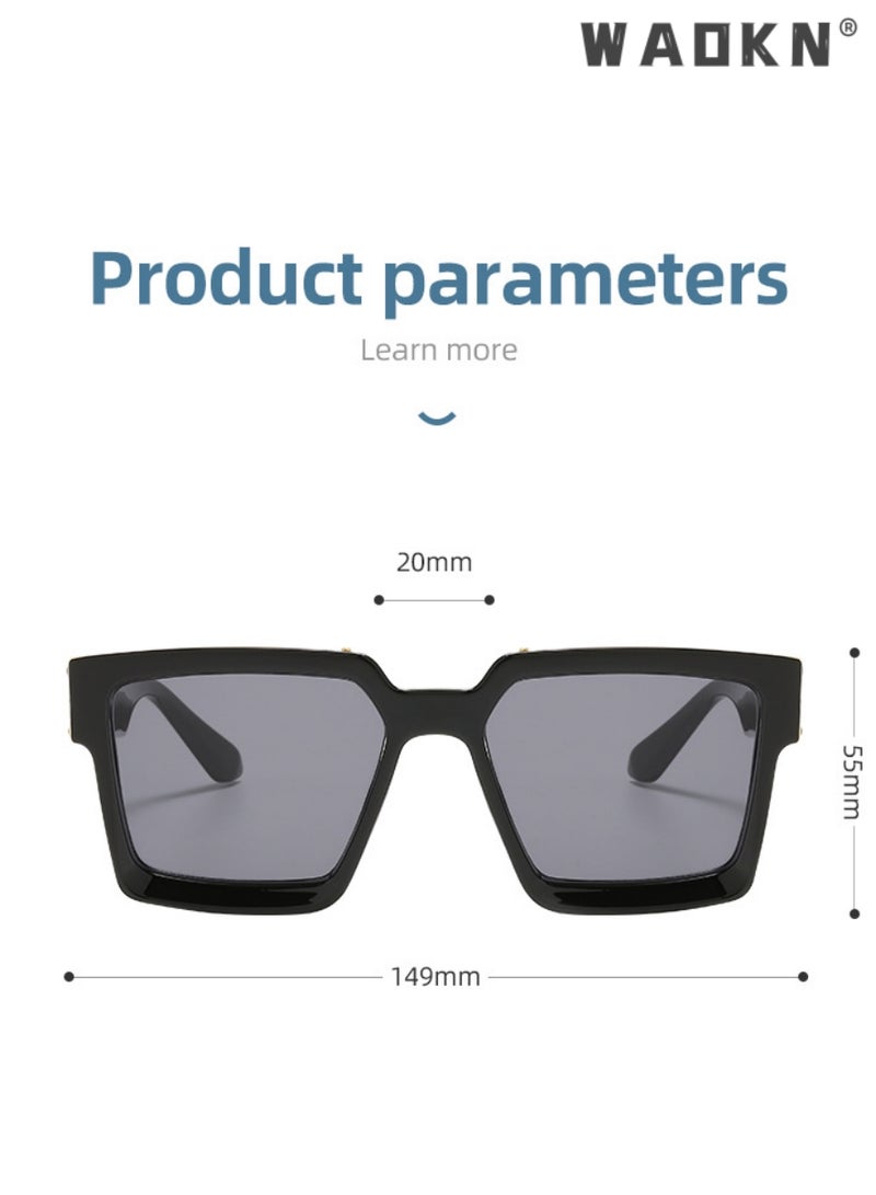 Square Polarized Sunglasses for Women Men,UV400 Protection Sun Glasses,Protection Retro Vintage Shades Large Plastic Frame Sunnies ,Sun Protection Sunglasses Suitable for Summer Outdoor Beach Travel