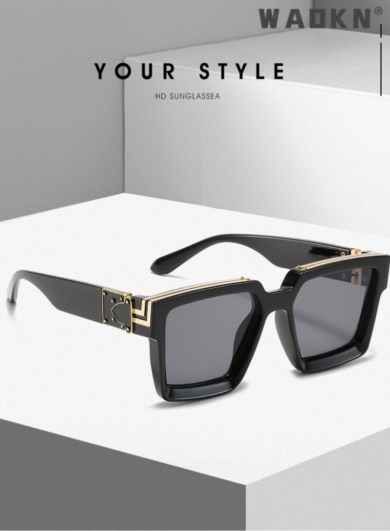 Square Polarized Sunglasses for Women Men,UV400 Protection Sun Glasses,Protection Retro Vintage Shades Large Plastic Frame Sunnies ,Sun Protection Sunglasses Suitable for Summer Outdoor Beach Travel