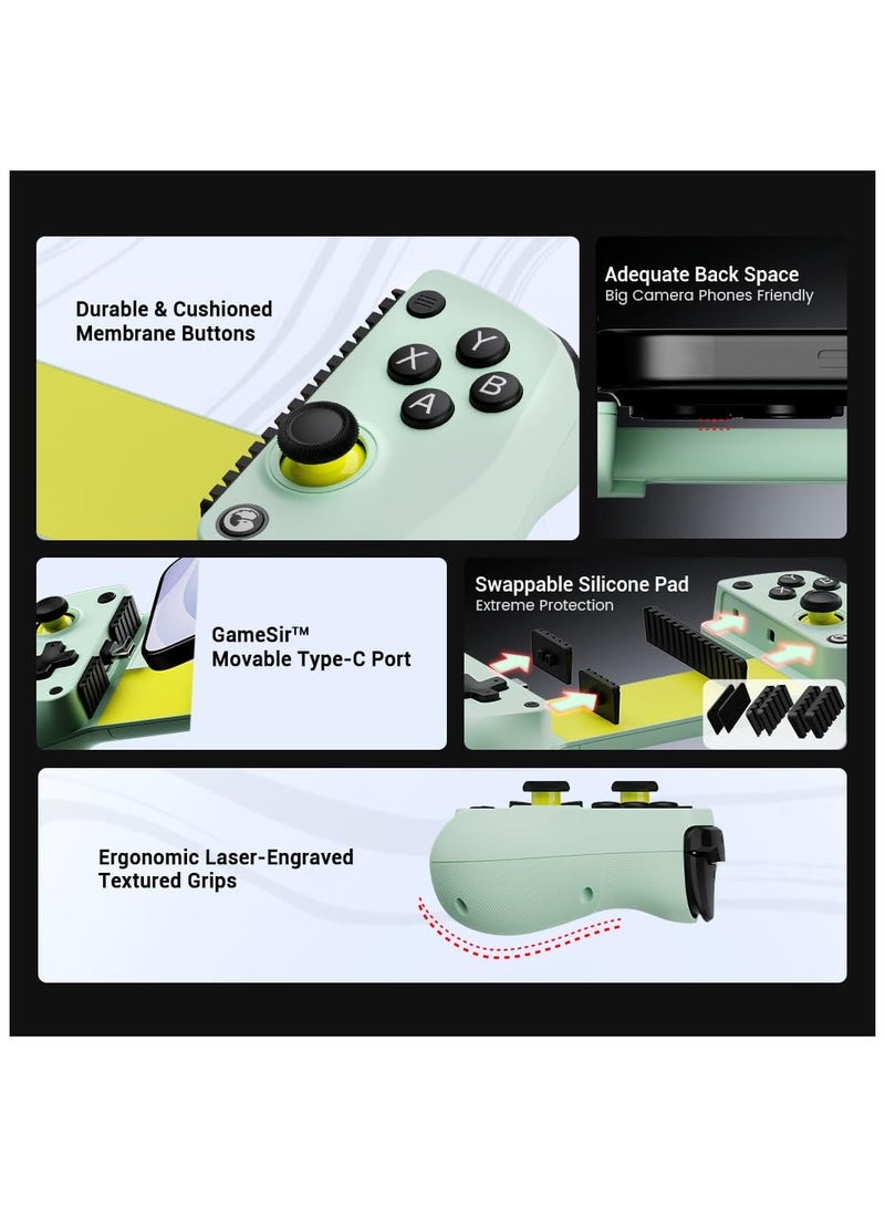 GameSir X5 Lite Mobile Gaming Controller for Android, iPhone 15/iPhone 16 Series, iPad Mini 6/7(USB-C), Type-C Phone Controller with Hall Effect Sticks, Turbo Function for Call Of Duty, Genshin Impact, Minecraft, Plug and Play Gamepad(Wasabi)  - Image 4