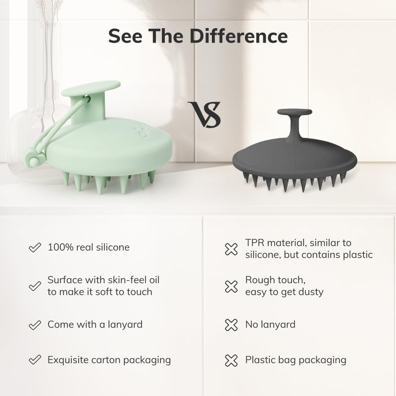 Sndyi Silicone Scalp Massager Shampoo Brush, Hair Scrubber with Soft Silicone Bristles, Scalp Scrubber/Exfoliator for Dandruff Removal, Wet Dry Scalp Brush for Hair Growth & Scalp Care, Mint Green - Image 3