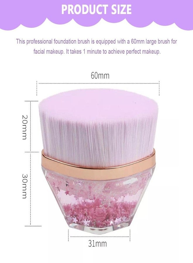 VAVSU Foundation Makeup Brush Flat Top Kabuki Hexagon Face Blush Liquid Powder Foundation Brush for Blending Liquid, Cream or Flawless Powder Cosmetics with Bonus Protective Case (Small, Purple) - Image 2