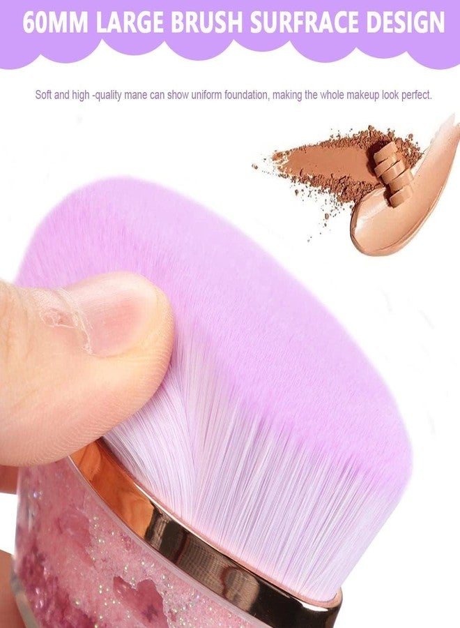 VAVSU Foundation Makeup Brush Flat Top Kabuki Hexagon Face Blush Liquid Powder Foundation Brush for Blending Liquid, Cream or Flawless Powder Cosmetics with Bonus Protective Case (Small, Purple) - Image 3