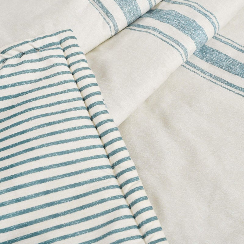 Lush Decor Farmhouse Stripe Reversible Throw, Single, 50" W x 60" L, Blue - Blue Throw Blanket For Bed - Soft Blanket - Couch Throw - Rustic Farmhouse Decor - Image 4