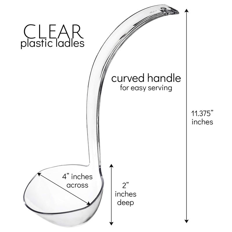 Plasticpro Disposable Plastic Soup/Punch Laddle Durable Heavy Duty Premium Serving Utensils Clear Pack of 4 - Image 2