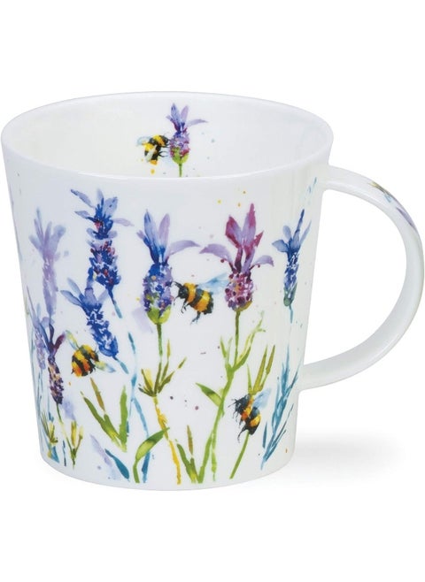Fine Bone China Mug Made in England Cairngorm Shape Busy Bees Pattern 480ml Dishwasher Safe (Lavender)