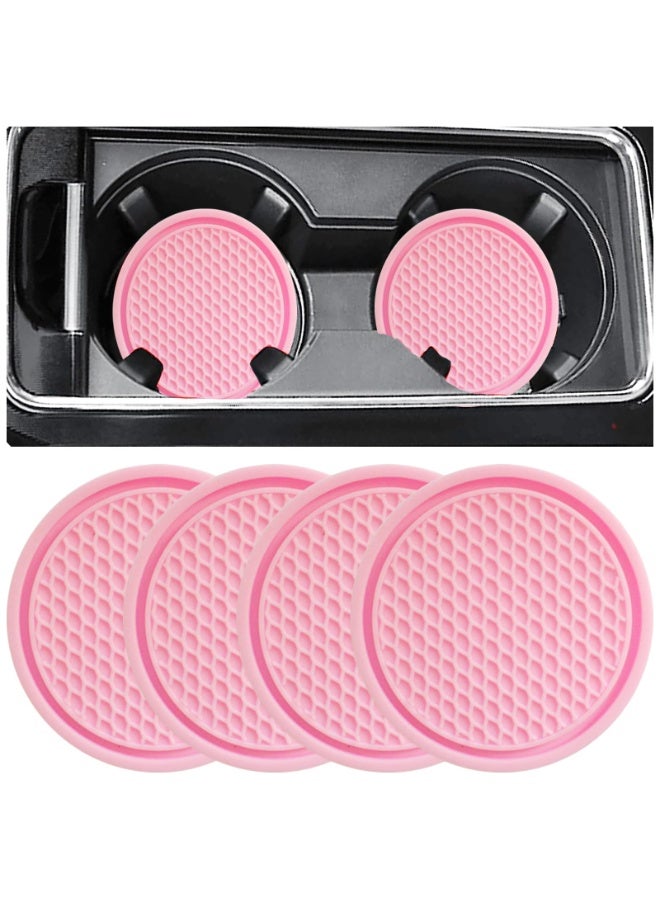 4Pcs Pink Silicone Car Cup Coaster Universal Non Slip Cup Holder Mat Auto Interior Decor Accessories - Image 1