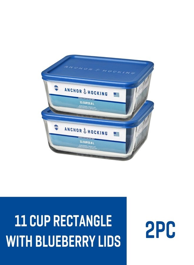 أنكور هوكينغ حاويات تخزين زجاجية من أنكور هوكينج سعة 11 كوبًا مع أغطية، طقم من حاويتين زجاجيتين لتخزين الطعام مع أغطية محكمة الإغلاق للتوت الأزرق - Image 3