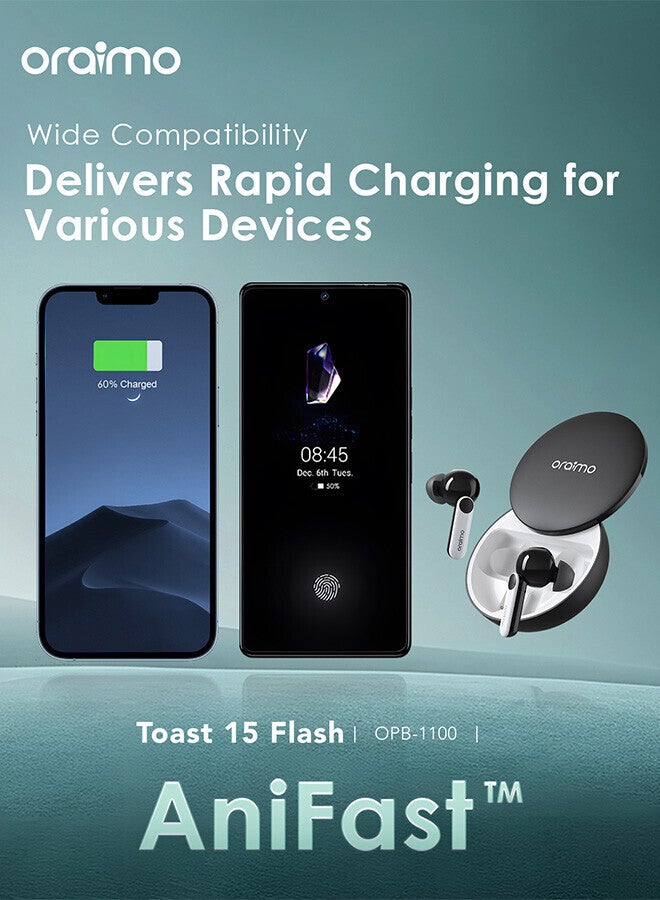 أورايمو باور بانك توست 15 فلاش USB-C و 2 منفذ USB 15W - - Image 3