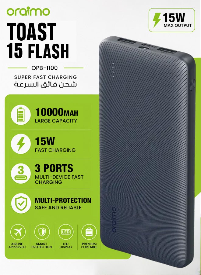 أورايمو باور بانك توست 15 فلاش USB-C و 2 منفذ USB 15W - - Image 1