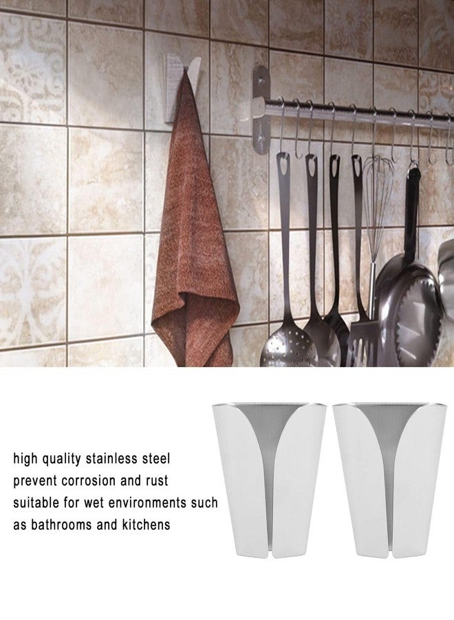 Beufee 2PCS Kitchens Towel Hooks, Adhesive Dish Towel Holder V Type Dish Towel Hanger Stainless Steel Towel Holder Wall Mounted Hanging Hook for Bathroom Over The Door Hook, Brushed Finish - Image 4