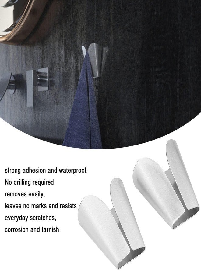 Beufee 2PCS Kitchens Towel Hooks, Adhesive Dish Towel Holder V Type Dish Towel Hanger Stainless Steel Towel Holder Wall Mounted Hanging Hook for Bathroom Over The Door Hook, Brushed Finish - Image 5