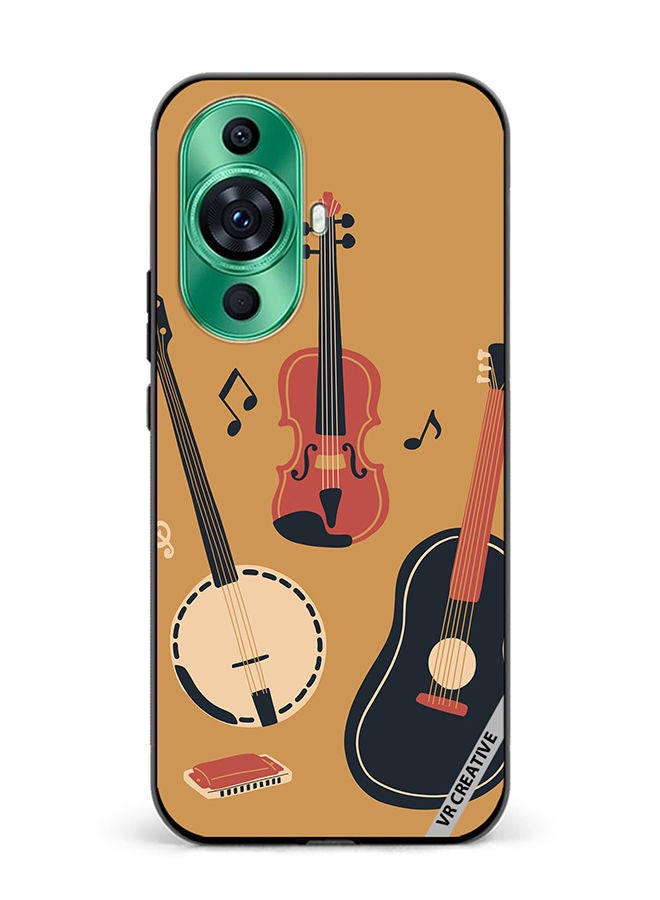 VR CREATIVE Protective Case Cover For Huawei nova 11 Banjo Acoustic Guitar Violin Notes And Harmonica Design Multicolour - Image 1