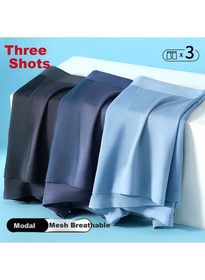 Threegun modal Men's Underwear Summer Ice Silk Boxer Briefs Mesh Breathable Air-conditioning Pants - Image 1