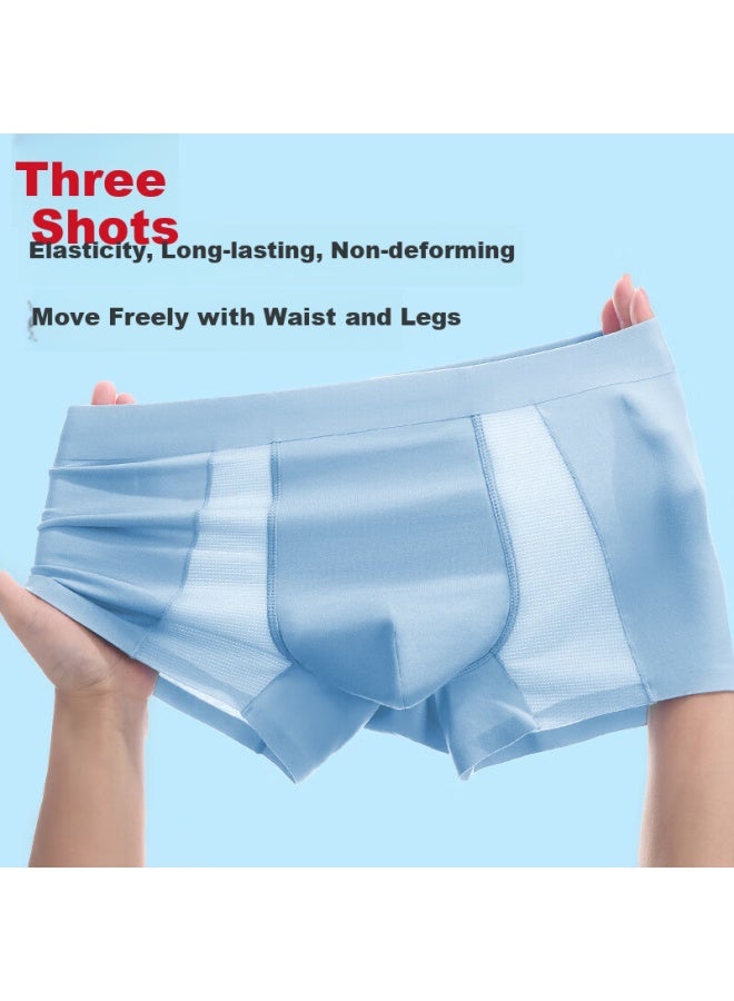 Threegun modal Men's Underwear Summer Ice Silk Boxer Briefs Mesh Breathable Air-conditioning Pants - Image 4