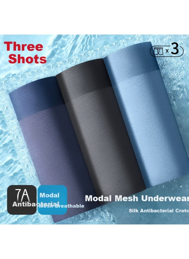 Threegun modal Men's Underwear Summer Ice Silk Boxer Briefs Mesh Breathable Air-conditioning Pants - Image 2